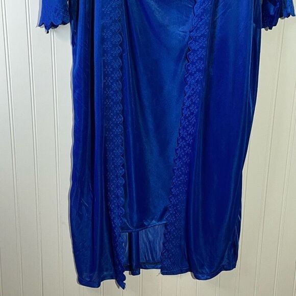 Sindrella Vintage 2 Piece Lace Slip & Robe Set Women’s Medium Royal Blue Sexy - Picture 3 of 9